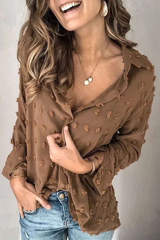 Picture of a Long Sleeve Polka Dot Women's Top brown