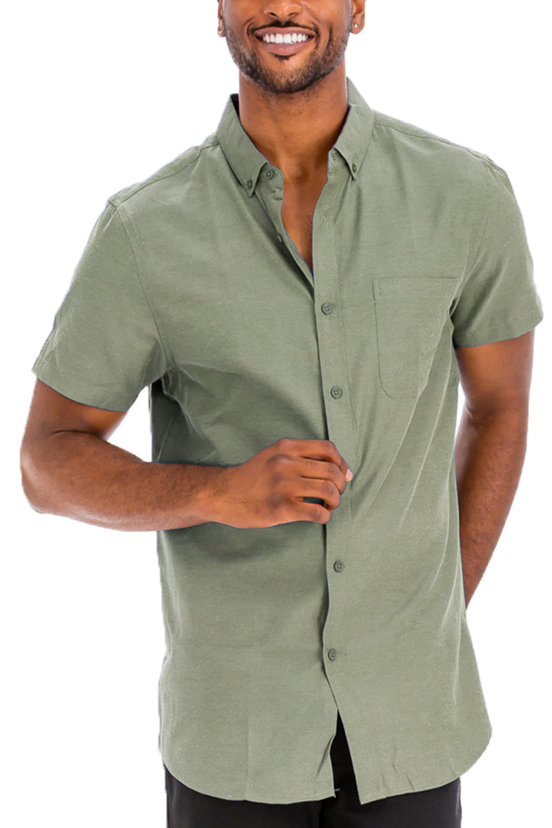 plain green dress shirt Hisdern Sage Green Slim Fit Wrinkle-Free Non-Iron Dress Shirt for Wedding & Business Event M
