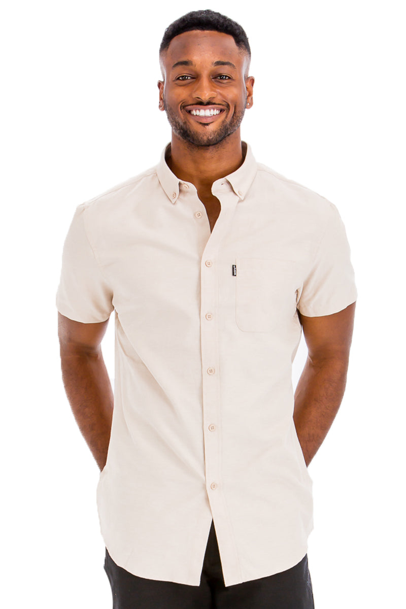 Cream White Button Down Short Sleeve Shirt M / White Cream White Button Down Short Sleeve Shirt M / White