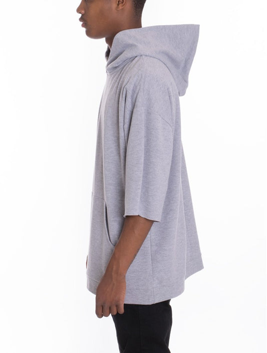 Grey Baggy Short Sleeve Hoodie side view