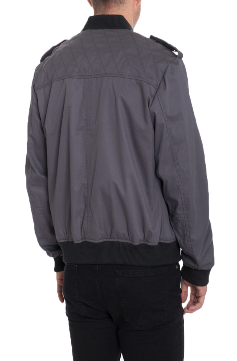 Picture of a Men's Vinyl Grey Bomber Jacket back