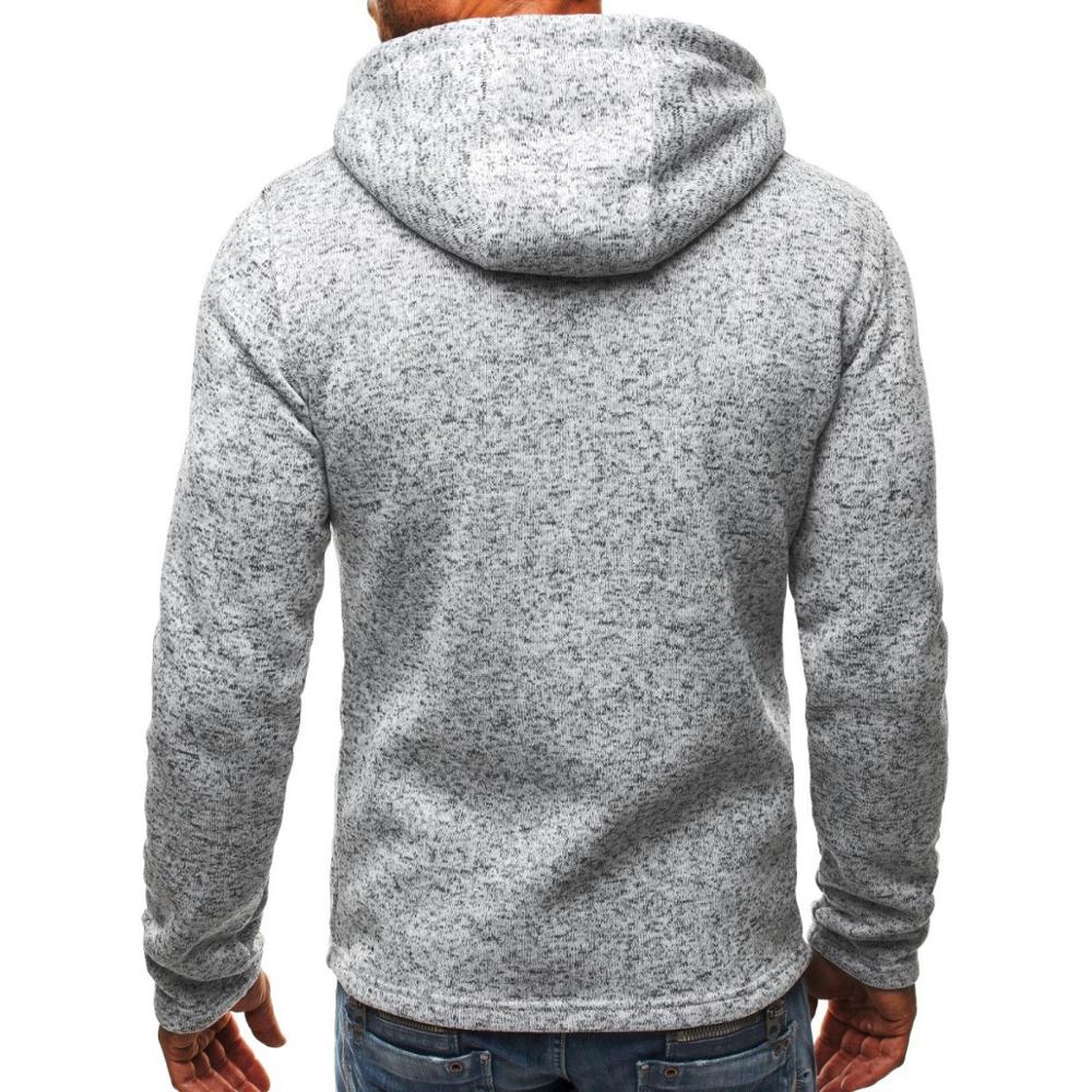 Plain Men's Zip-Up Fleece Hoodie light grey