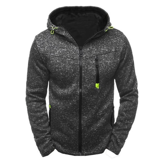 Plain Men's Zip-Up Fleece Hoodie dark grey