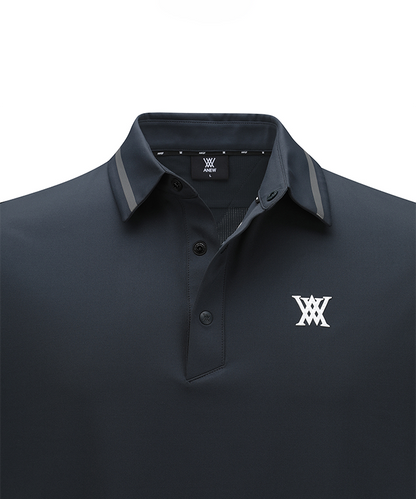 Dark Grey Men's ANEW Golf Polo Shirt collar