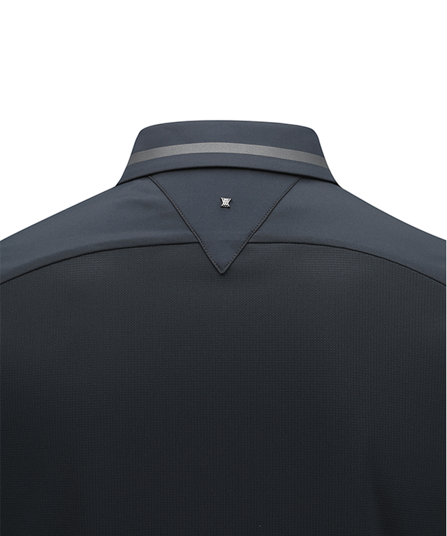 Dark Grey Men's ANEW Golf Polo Shirt close up collar back