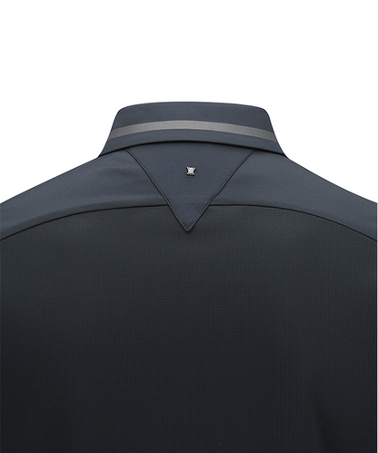 Dark Grey Men's ANEW Golf Polo Shirt close up collar back