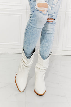 Women's White Boots Cowgirl Styled front view