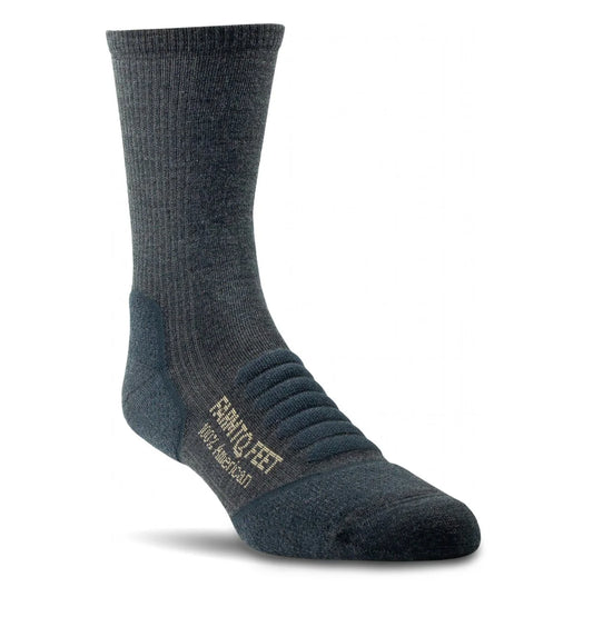 Dark gray sock with 'Foot Traffic' branding on a white background