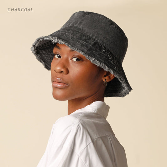 Plain Frayed Bucket Hat