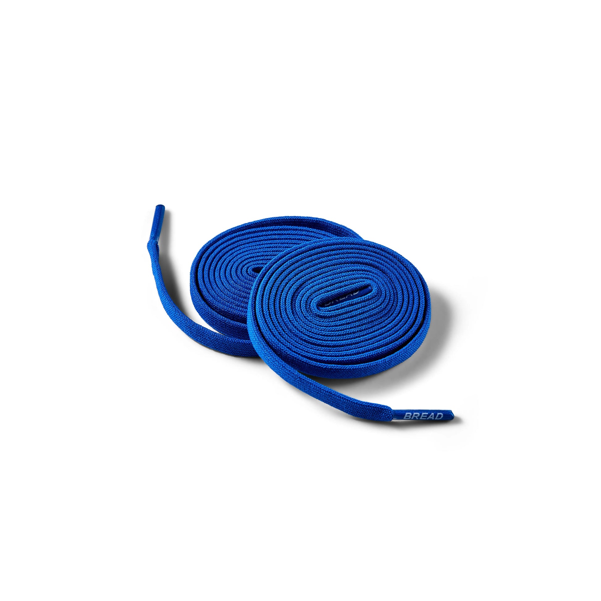 Blue shoelaces on a white background