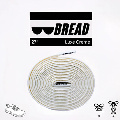 White shoelace with 'BREAD' branding on a white background