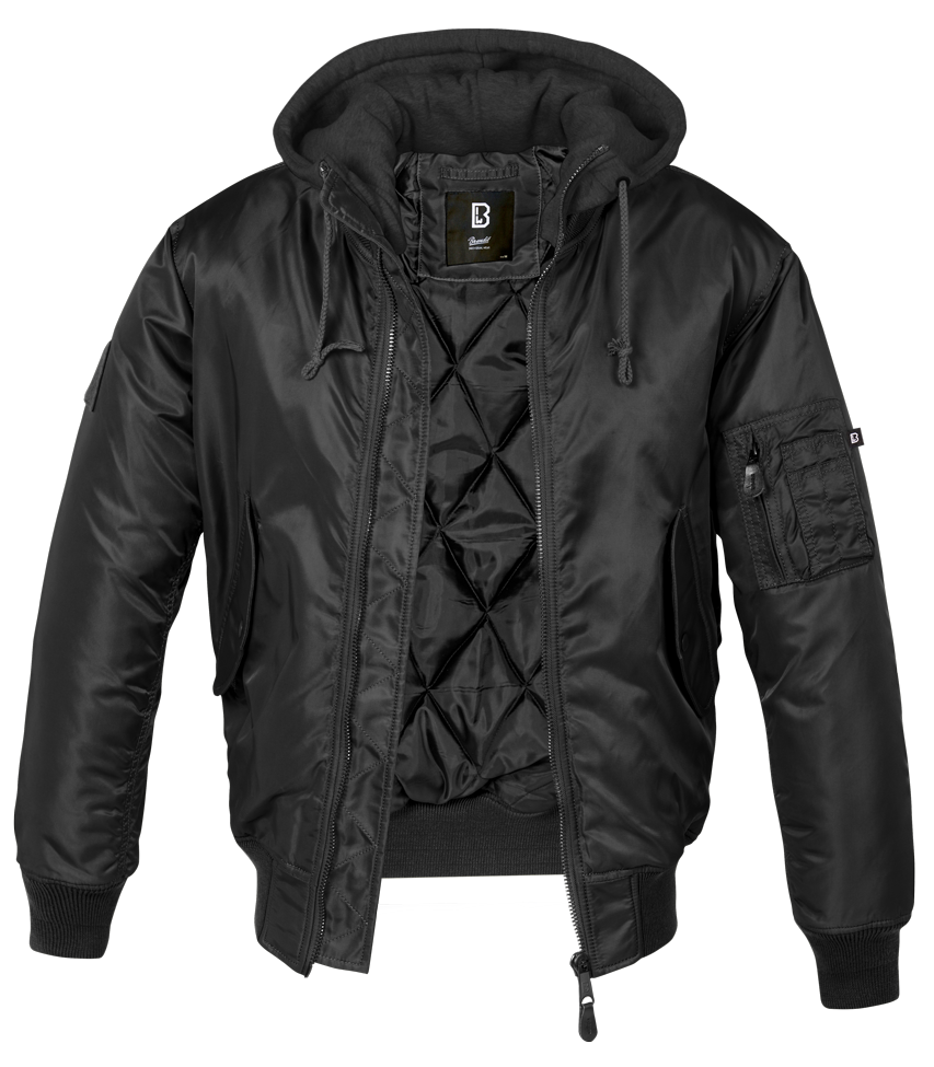 Brandit MA-1 Hooded Bomber Jacket black