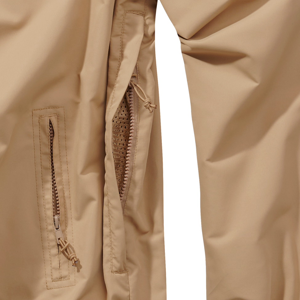 Brandit Light Quarter Zip Windbreaker Pullover tan close up