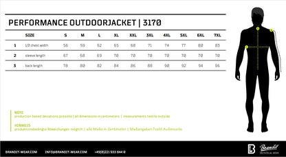 Brandit Commando TAC Jacket size chart