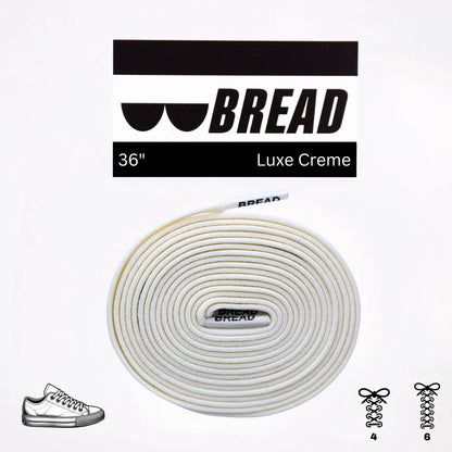 Bread 36-inch Luxe Creme shoelace on a white background with brand logo.