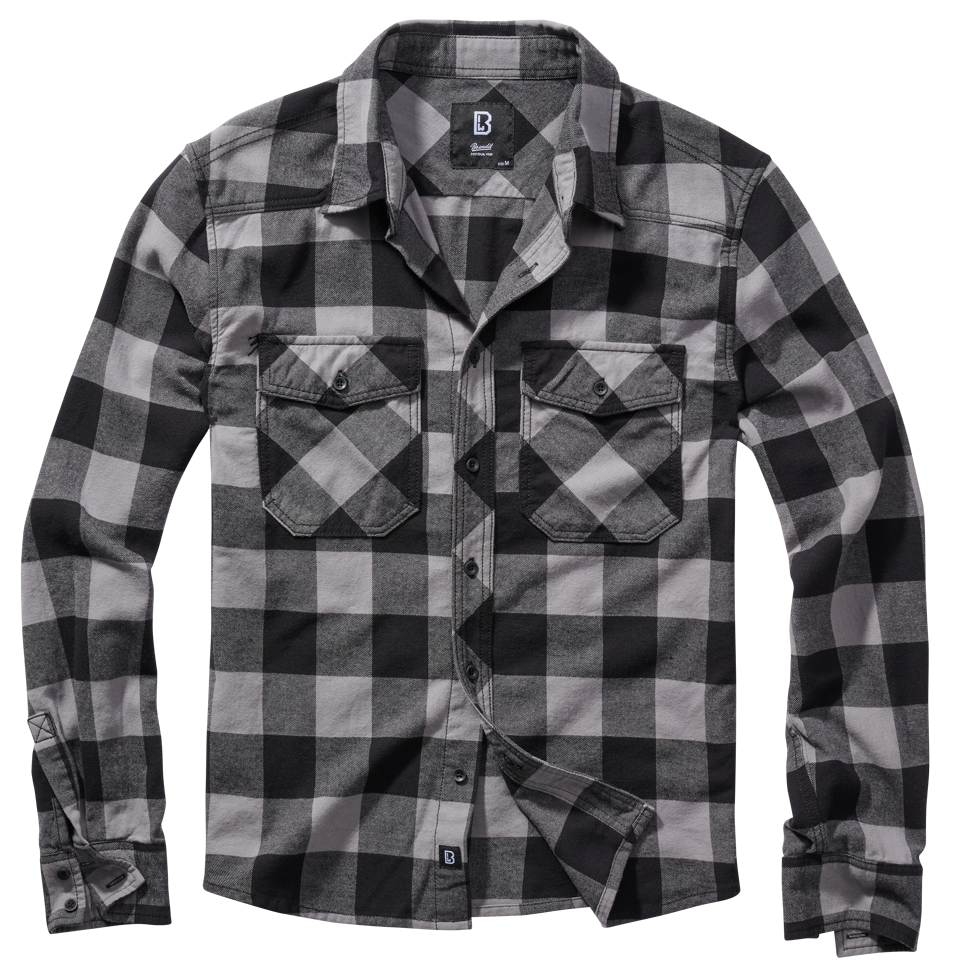 Brandit Flannel Check Shirt Long Sleeve grey