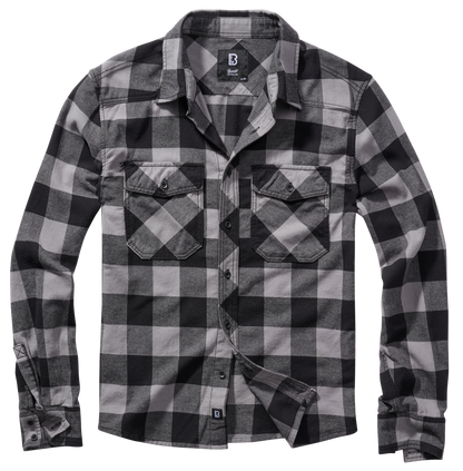 Brandit Flannel Check Shirt Long Sleeve grey