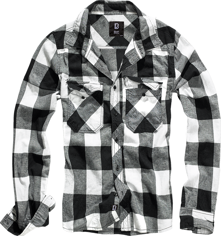 Brandit Flannel Check Shirt Long Sleeve white black