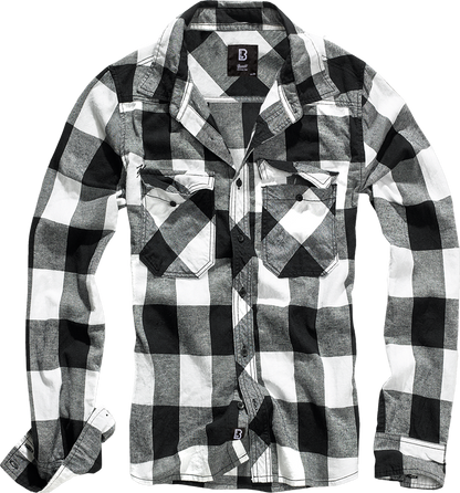 Brandit Flannel Check Shirt Long Sleeve white black