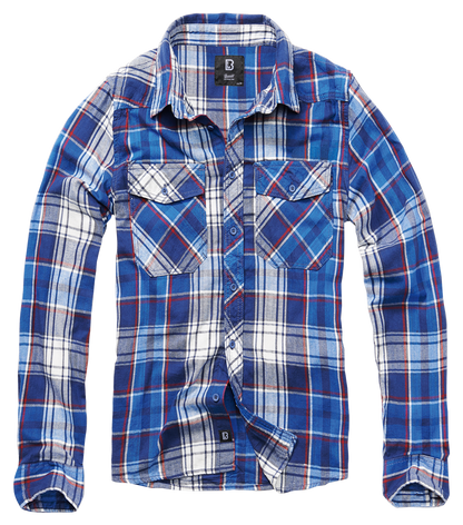 Brandit Flannel Check Shirt Long Sleeve blue