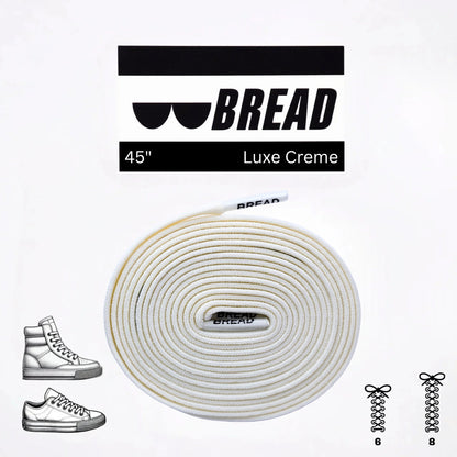Bread shoelace packaging with shoelace, branding, and product details on a white background