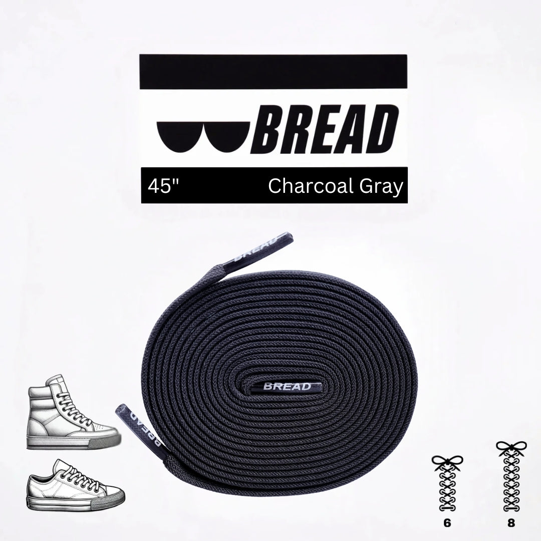 Black shoelace with 'BREAD' branding on a white background