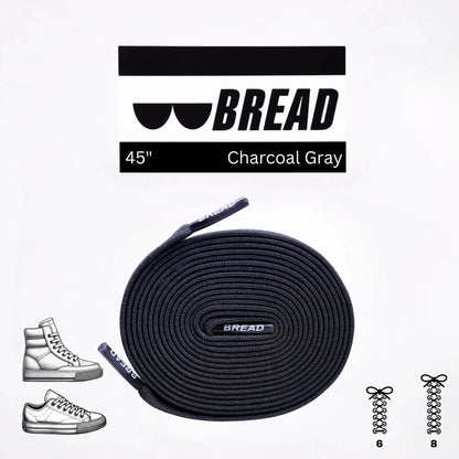 Black shoelace with 'BREAD' branding on a white background