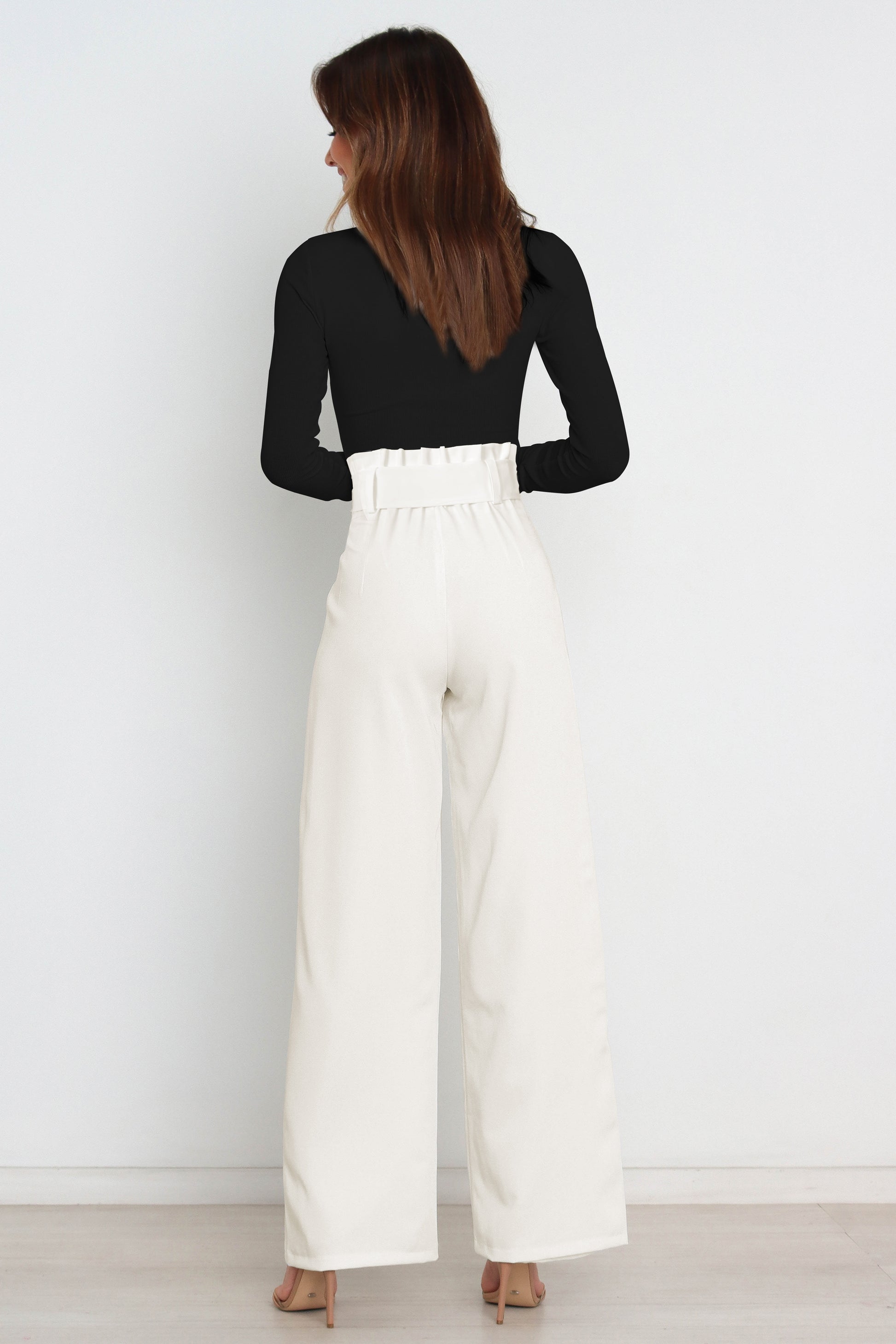 Tie Front Wide Leg Women's Pants white