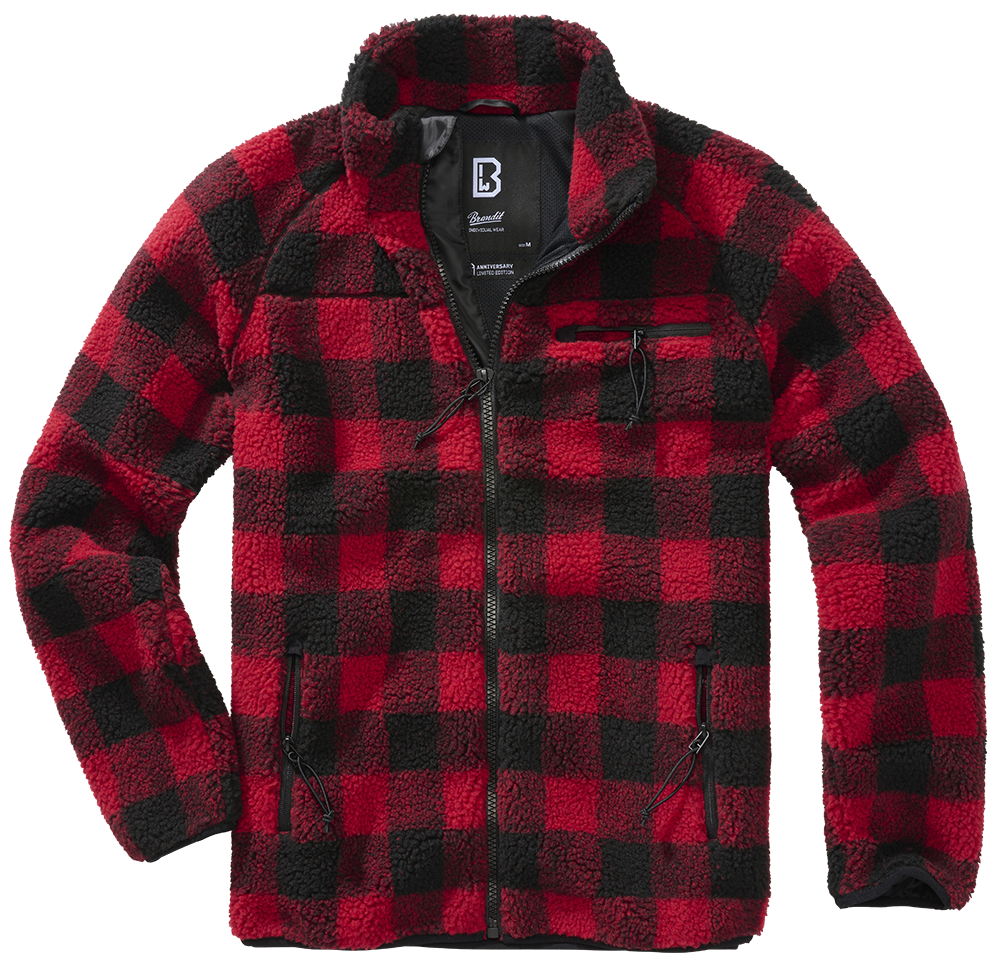 Brandit Fleece Full Zip Jacket red check