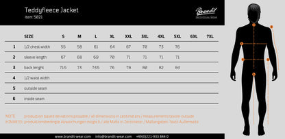 Brandit Fleece Full Zip Jacket size guide