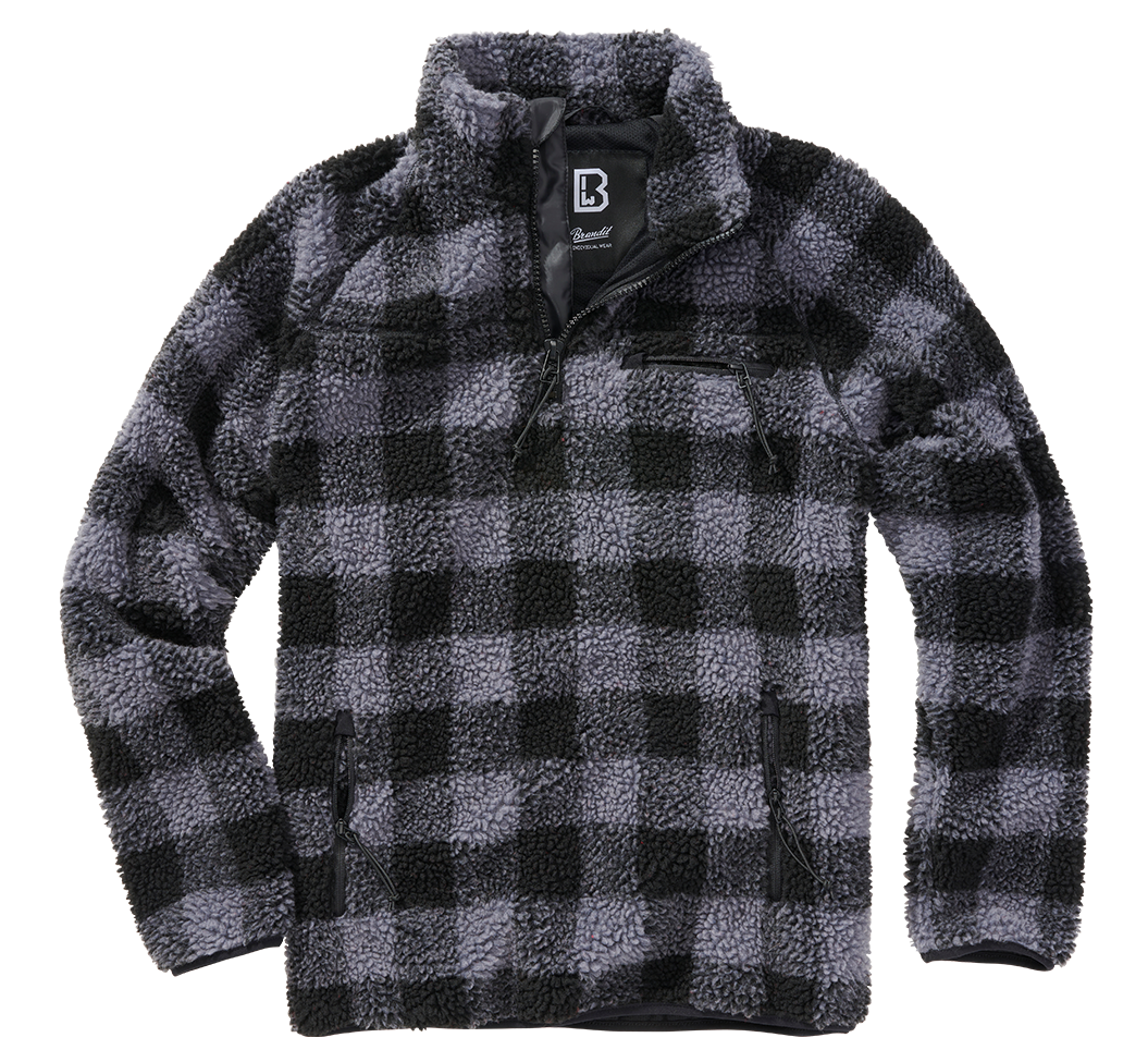 Brandit Fleece Quarter Zip Jacket black and grey