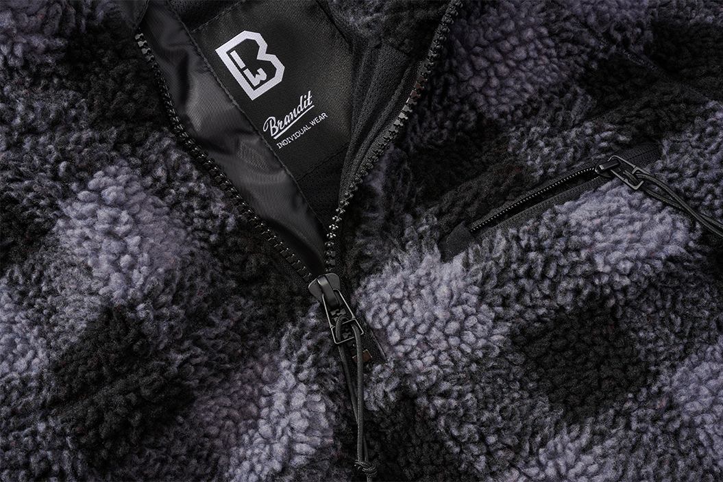 Brandit Fleece Quarter Zip Jacket black a grey close up of material