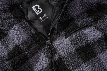 Brandit Fleece Quarter Zip Jacket black a grey close up of material