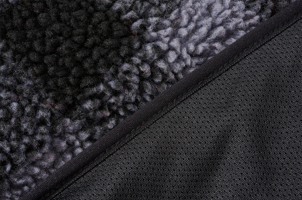 Brandit Fleece Quarter Zip Jacket black and grey close up of lining