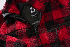 Brandit Fleece Quarter Zip Jacket red and black close up