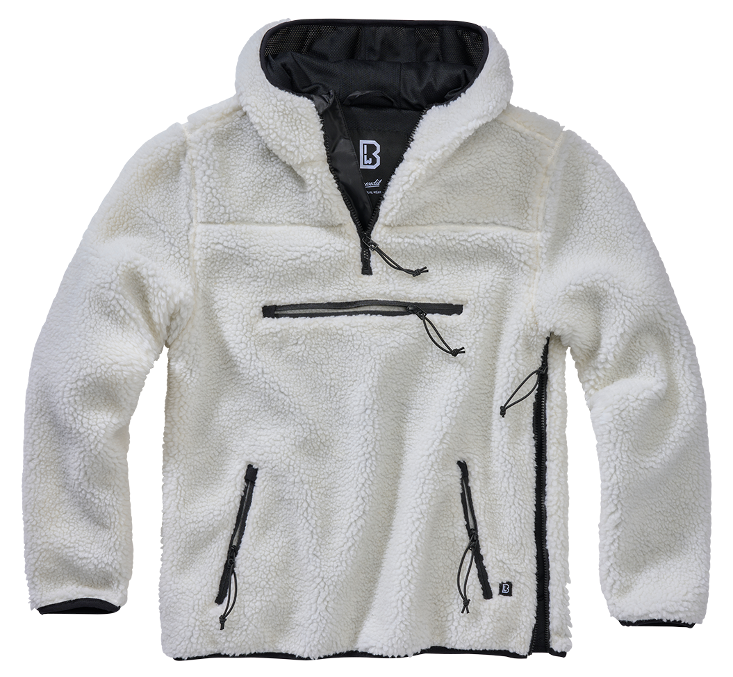 Brandit Hooded Fleece Quarter Zip Pullover white