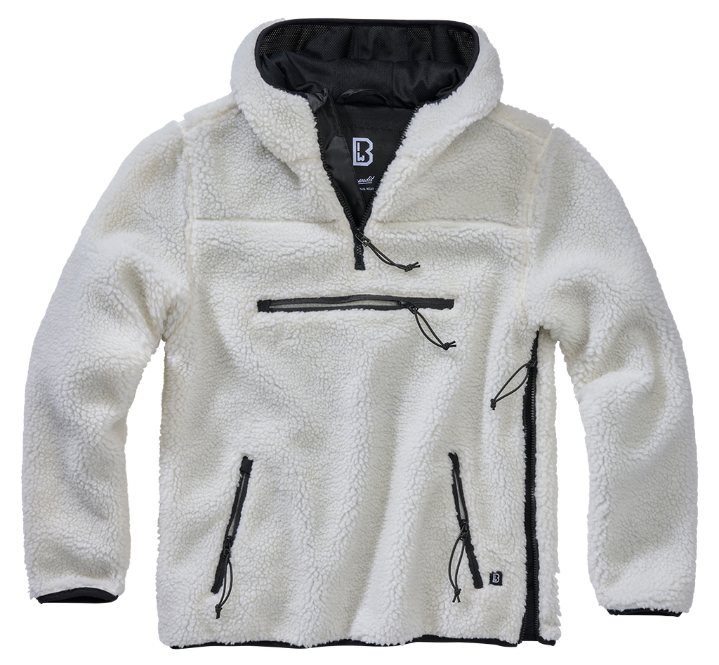 Brandit Hooded Fleece Quarter Zip Pullover white
