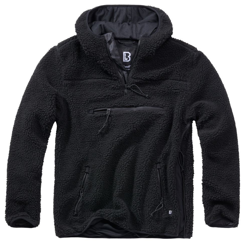 Brandit Hooded Fleece Quarter Zip Pullover black
