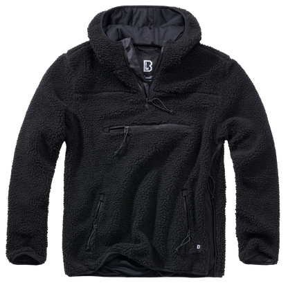 Brandit Hooded Fleece Quarter Zip Pullover black