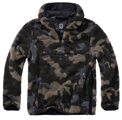 Brandit Hooded Fleece Quarter Zip Pullover camo dark