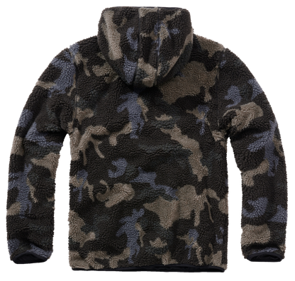 Brandit Hooded Fleece Quarter Zip Pullover camo dark back