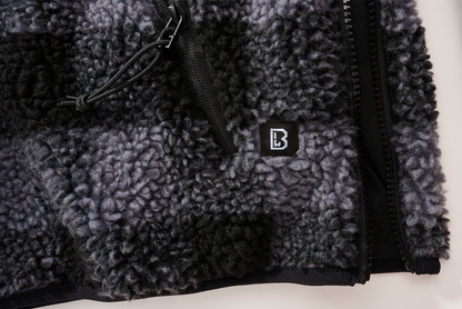 Brandit Hooded Fleece Quarter Zip Pullover close up of material black and grey