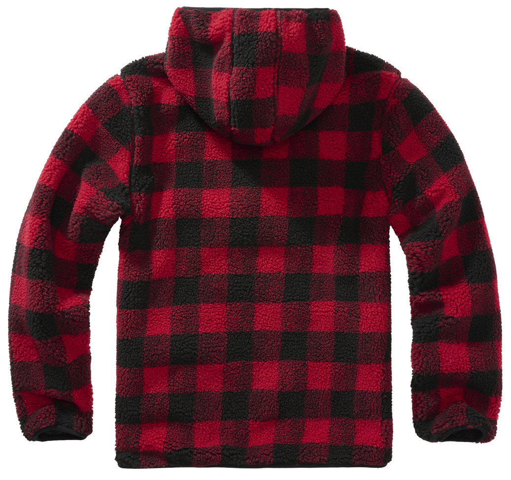 Brandit Hooded Fleece Quarter Zip Pullover black and red back