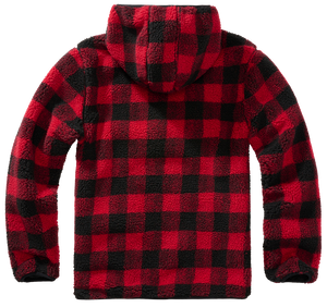Brandit Hooded Fleece Quarter Zip Pullover black and red back