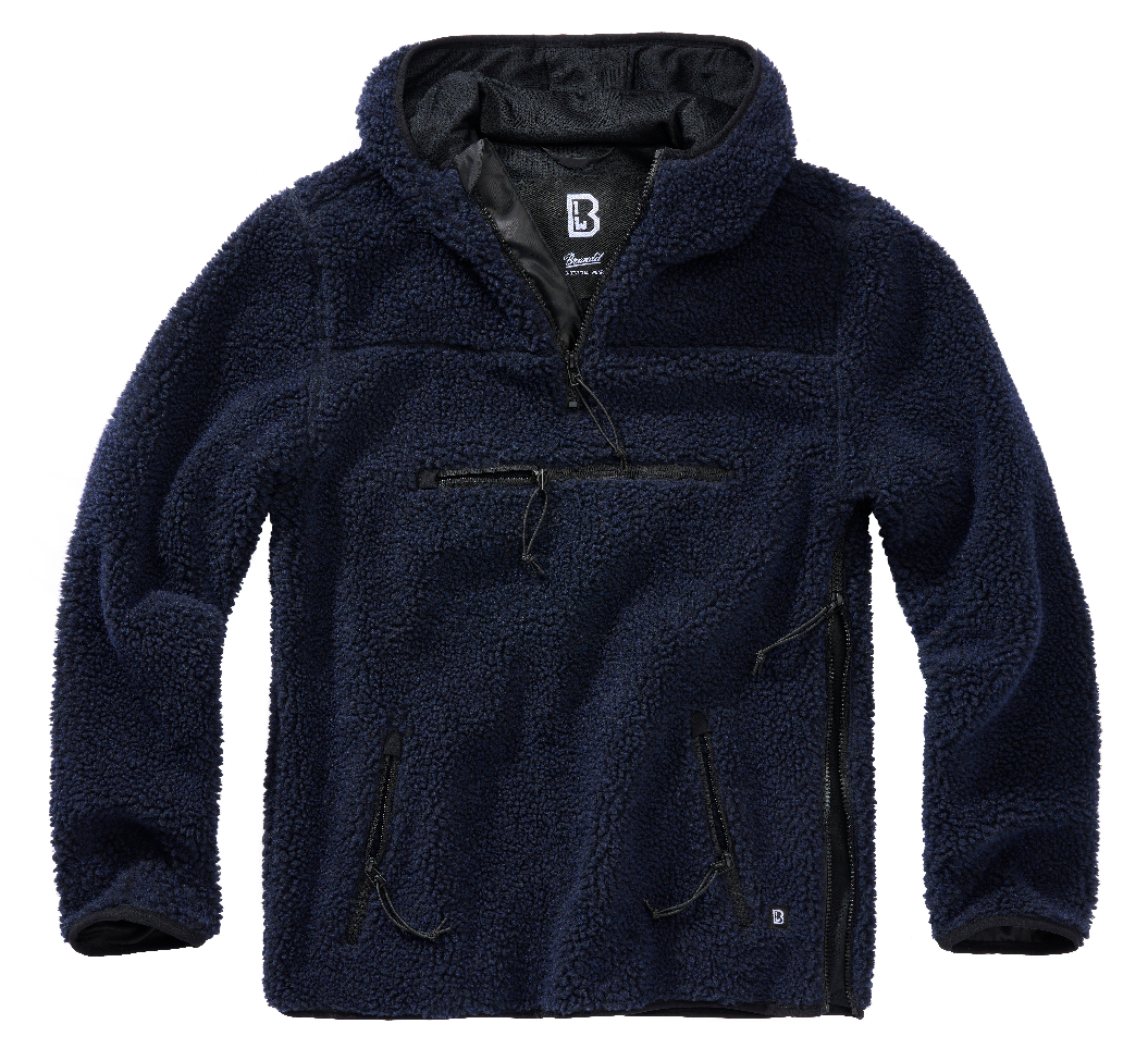 Brandit Hooded Fleece Quarter Zip Pullover navy blue