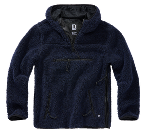 Brandit Hooded Fleece Quarter Zip Pullover navy blue