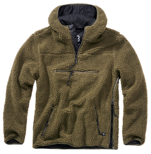 Brandit Hooded Fleece Quarter Zip Pullover olive