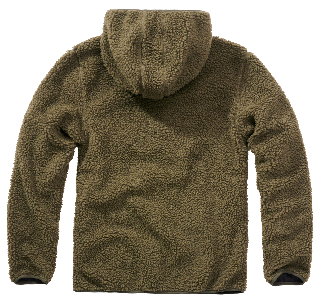 Brandit Hooded Fleece Quarter Zip Pullover olive back