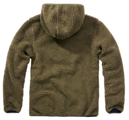 Brandit Hooded Fleece Quarter Zip Pullover olive back