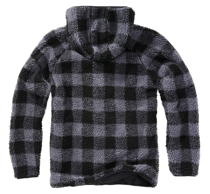 Brandit Hooded Fleece Full Zip Jacket grey checkers back